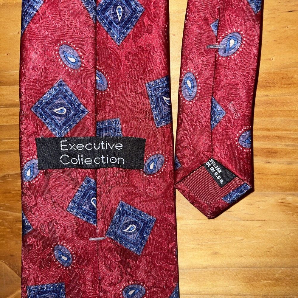 Executive Collection Neck Tie‎ Men Res Paisley Business Weddings Made In USA - Picture 4 of 6